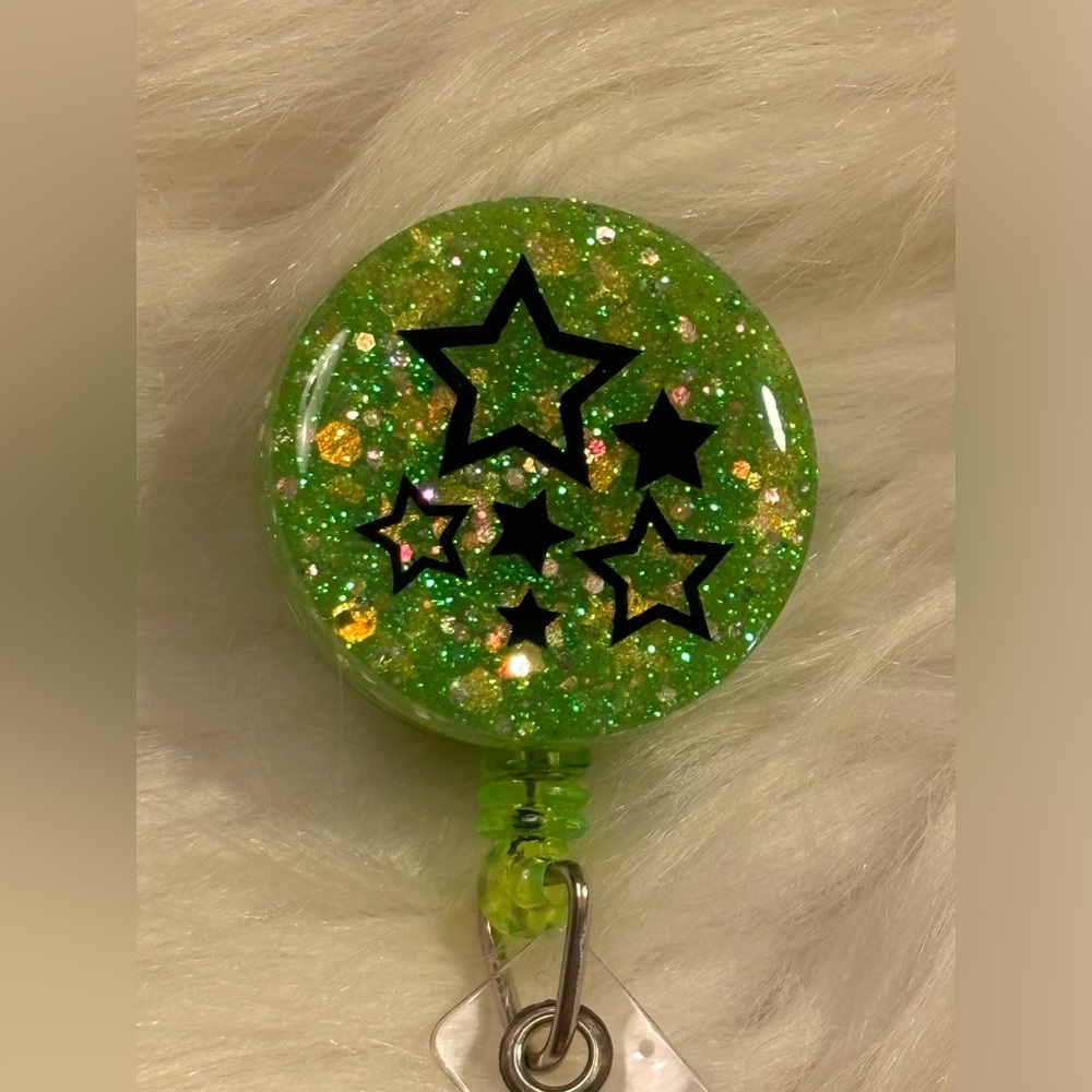 Hand crafted badge reel with clip